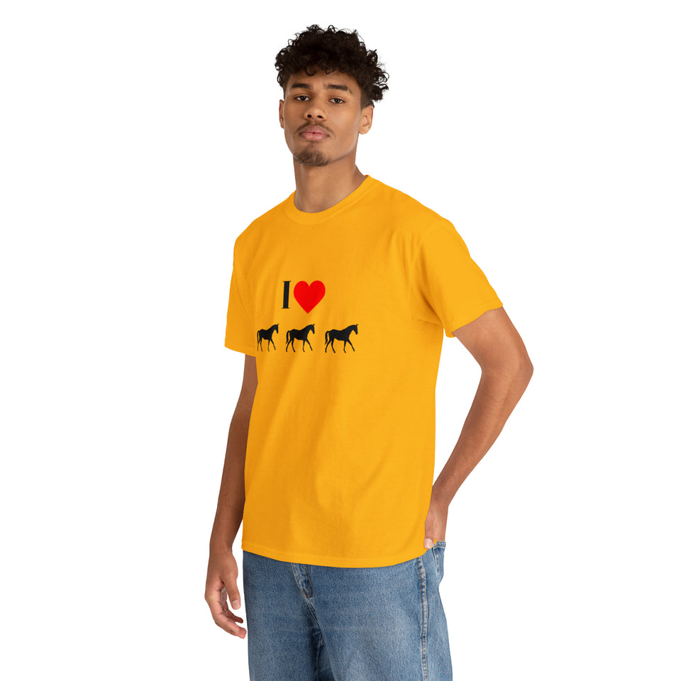 I Love Horses Unisex Heavy Cotton Tee