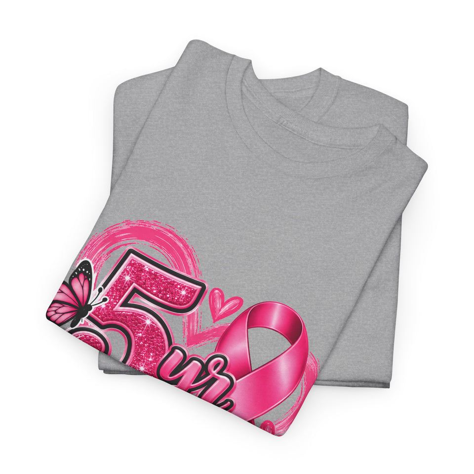 5 Yr Survivor Breast Cancer Awareness Unisex Heavy Cotton Tee