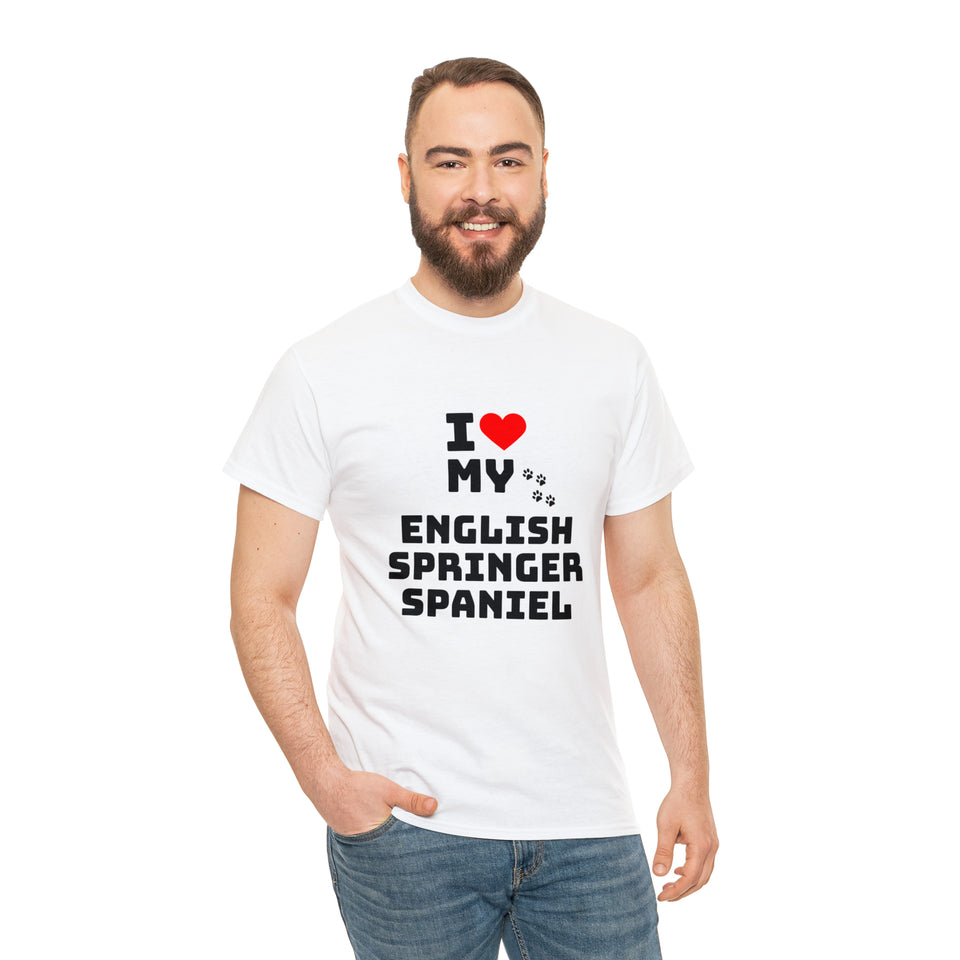 I Love My English Springer Spaniel Unisex Heavy Cotton Tee