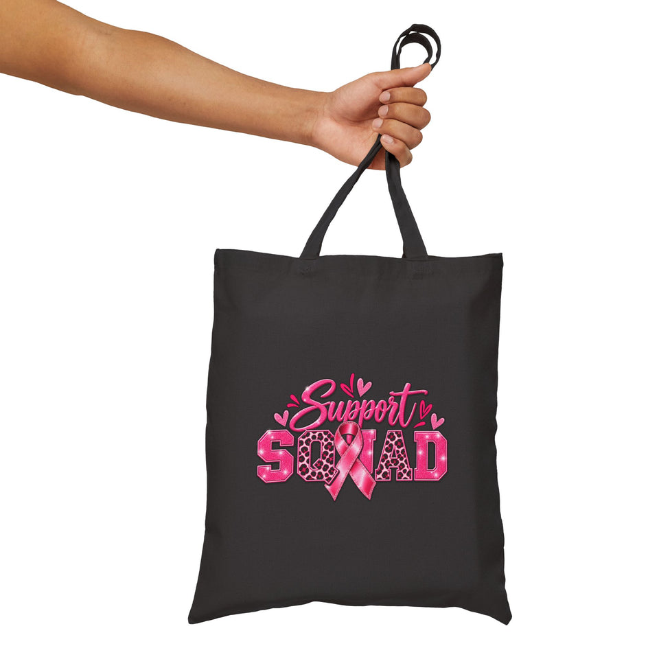 Support Squad Breast Cancer Awareness Cotton Canvas Tote Bag