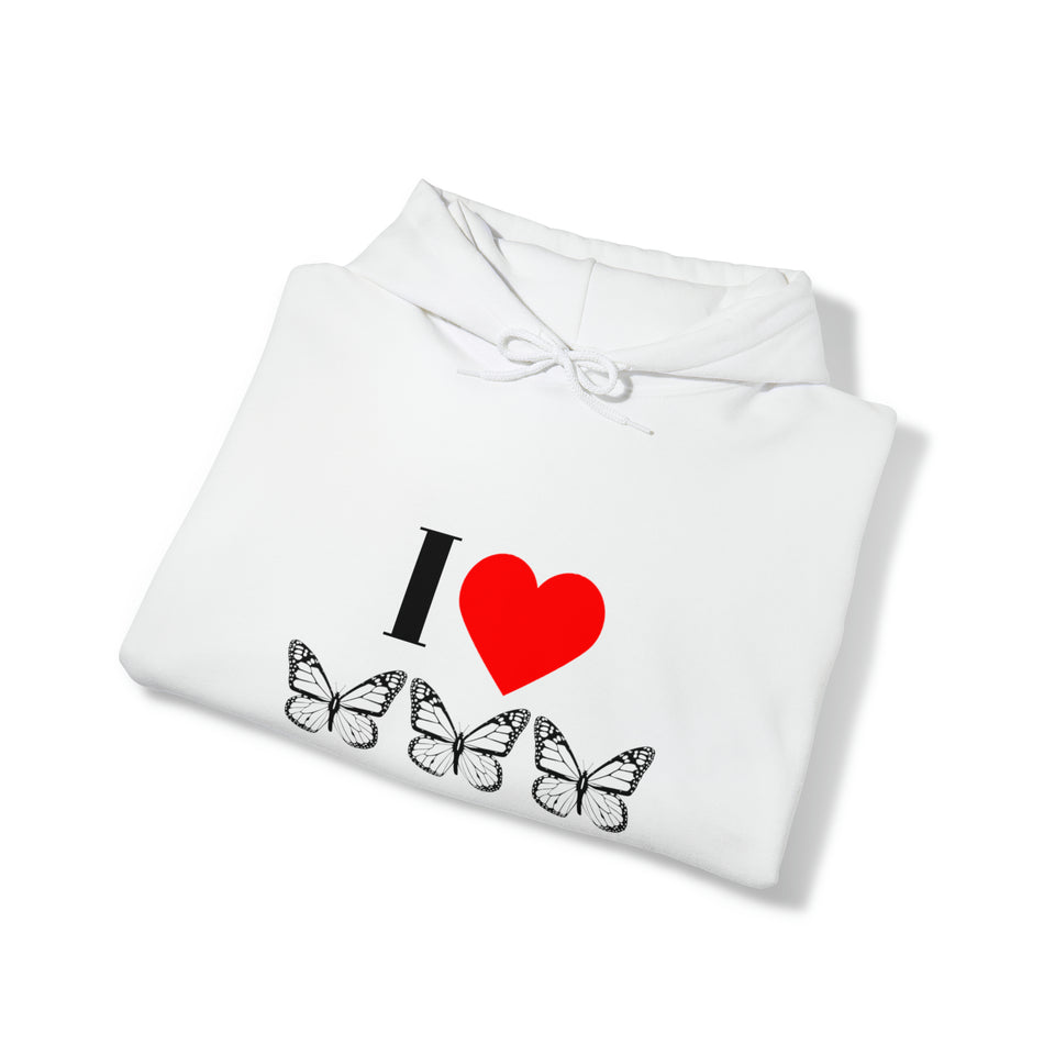 I Love Butterflies Unisex Heavy Blend™ Hooded Sweatshirt