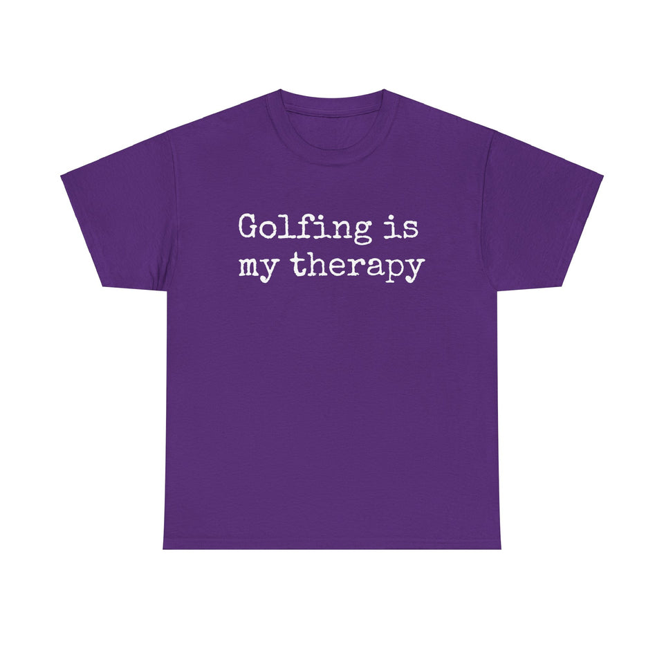 Golfing Is My Therapy (White) Unisex Heavy Cotton Tee