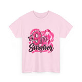 9 Yr Survivor Breast Cancer Awareness Unisex Heavy Cotton Tee