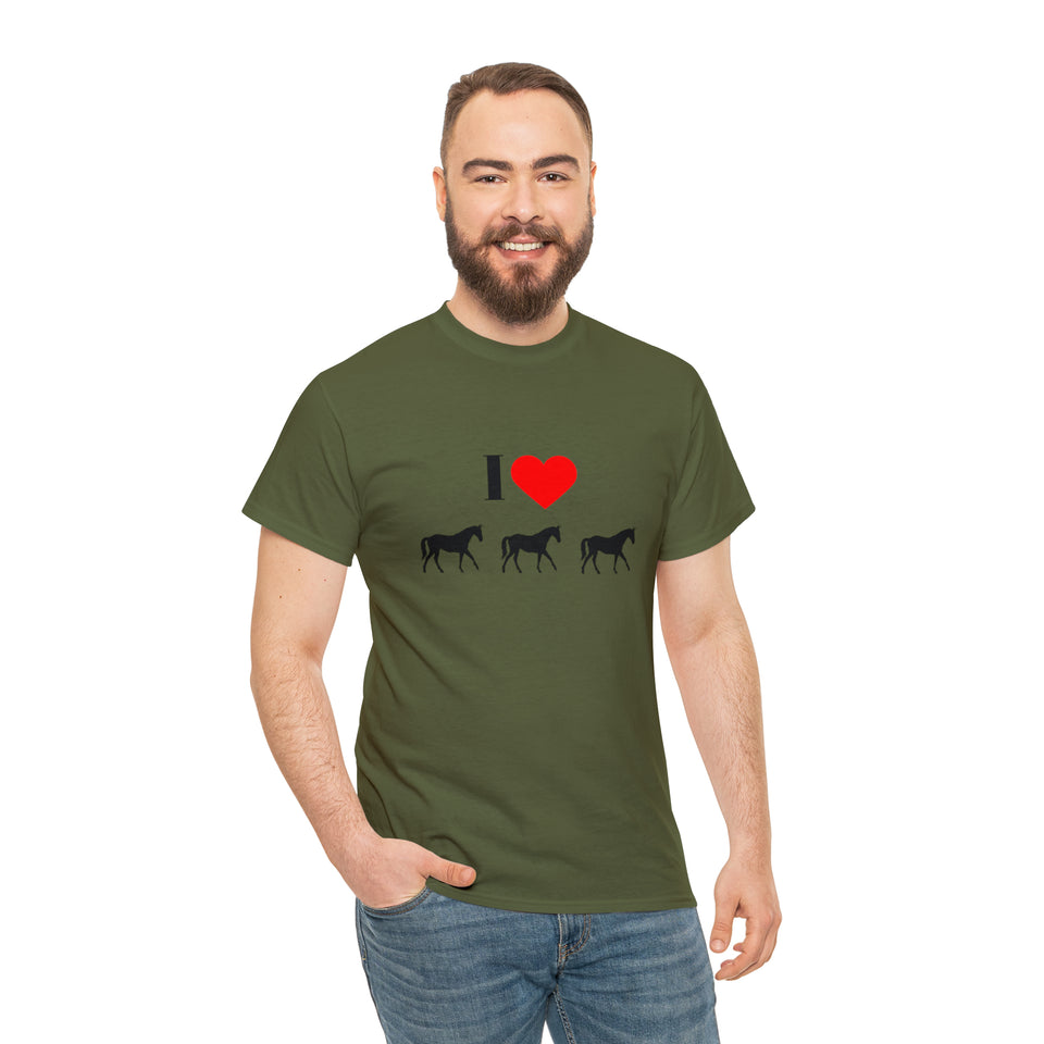 I Love Horses Unisex Heavy Cotton Tee