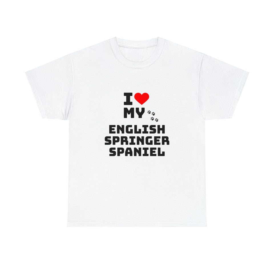 I Love My English Springer Spaniel Unisex Heavy Cotton Tee
