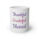 THANKFUL GRATEFUL BLESSED White Mug, 11oz