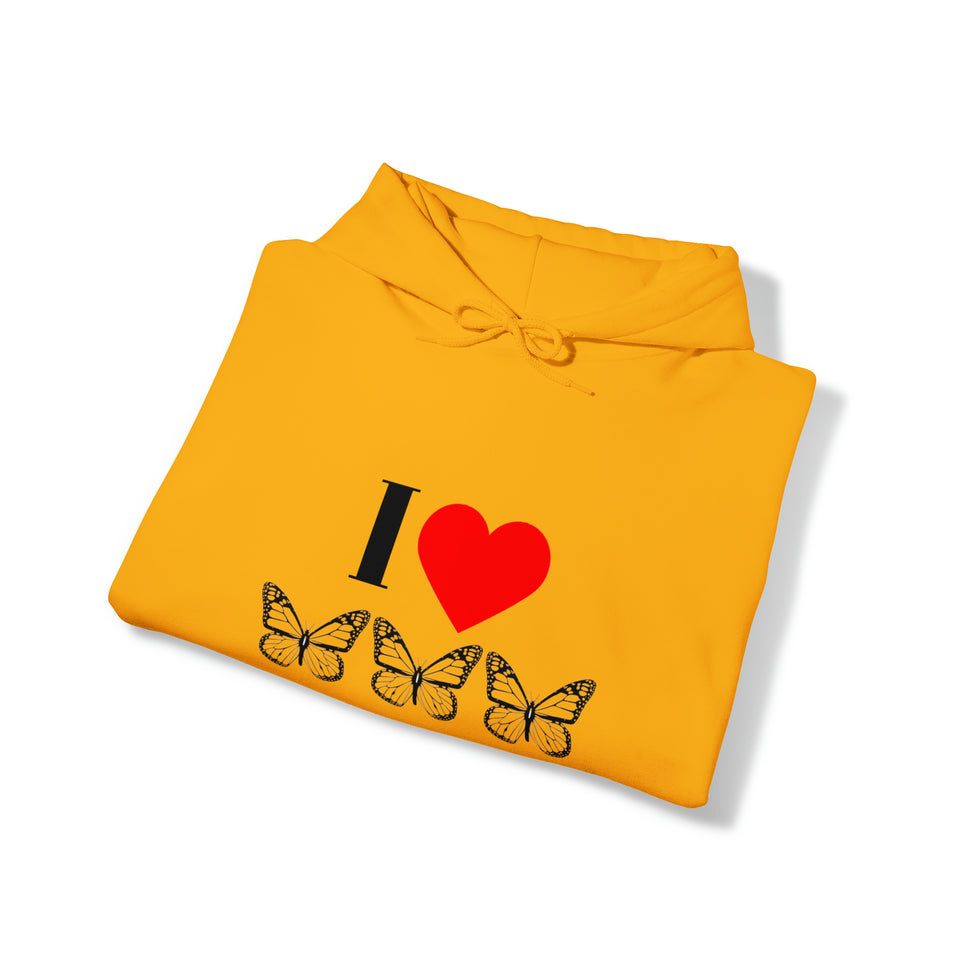 I Love Butterflies Unisex Heavy Blend™ Hooded Sweatshirt