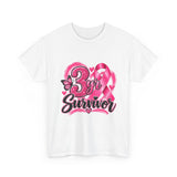 3 Yr Survivor Breast Cancer Awareness Unisex Heavy Cotton Tee