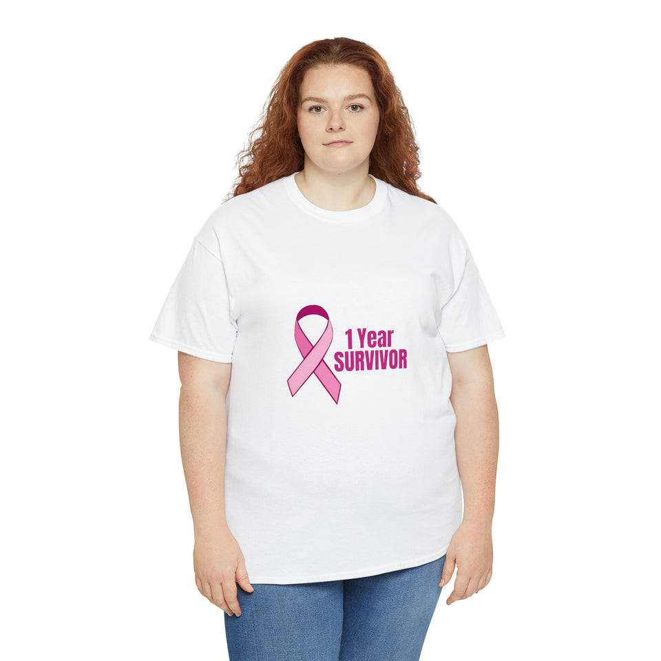 1 Year Survivor Unisex Heavy Cotton Tee