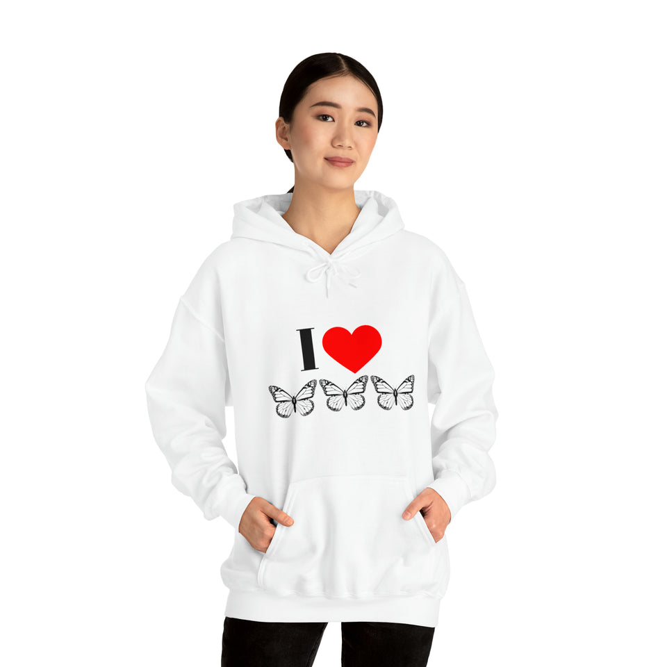 I Love Butterflies Unisex Heavy Blend™ Hooded Sweatshirt