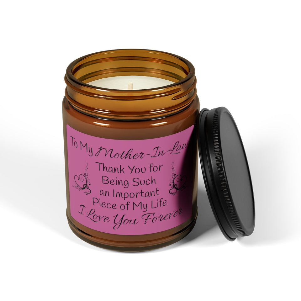 To My Mother-In-Law Scented Soy Candle (Multi-Size, Amber Jar)