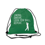 Golfer Swing Outdoor Drawstring Bag