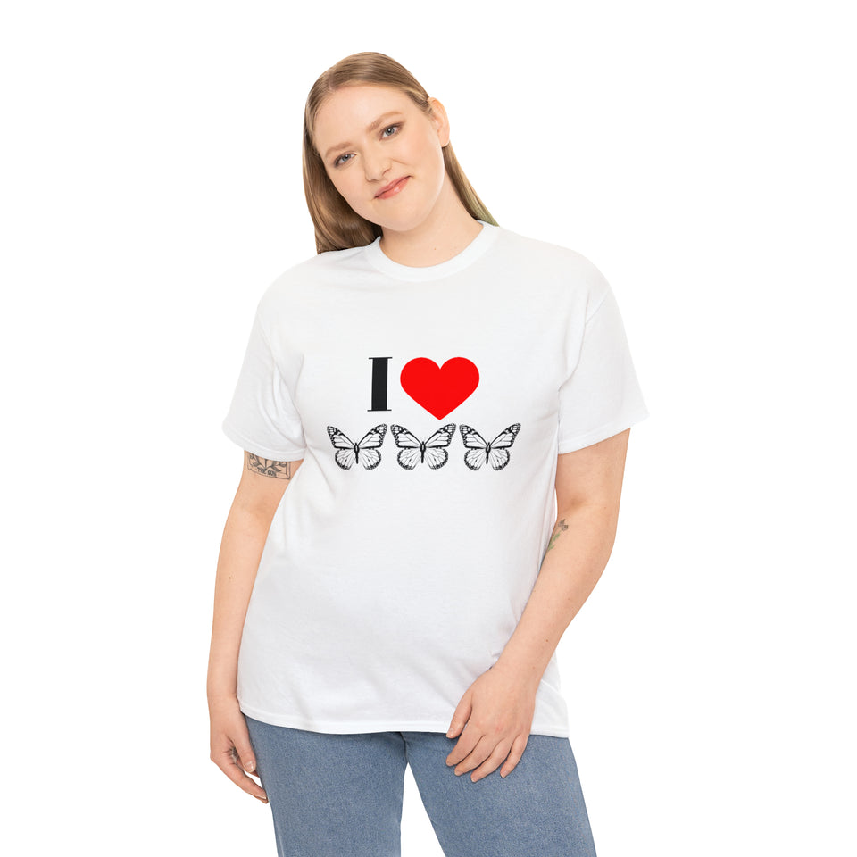 I Love Butterflies Unisex Heavy Cotton Tee