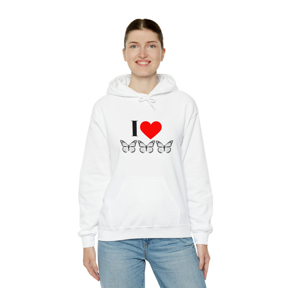 I Love Butterflies Unisex Heavy Blend™ Hooded Sweatshirt