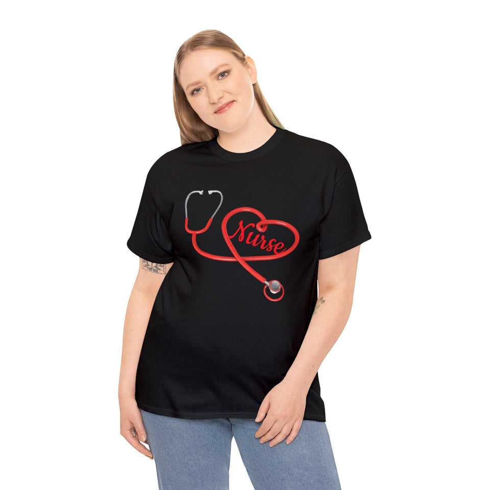 Stethoscope Heart Nurse Cotton Tee