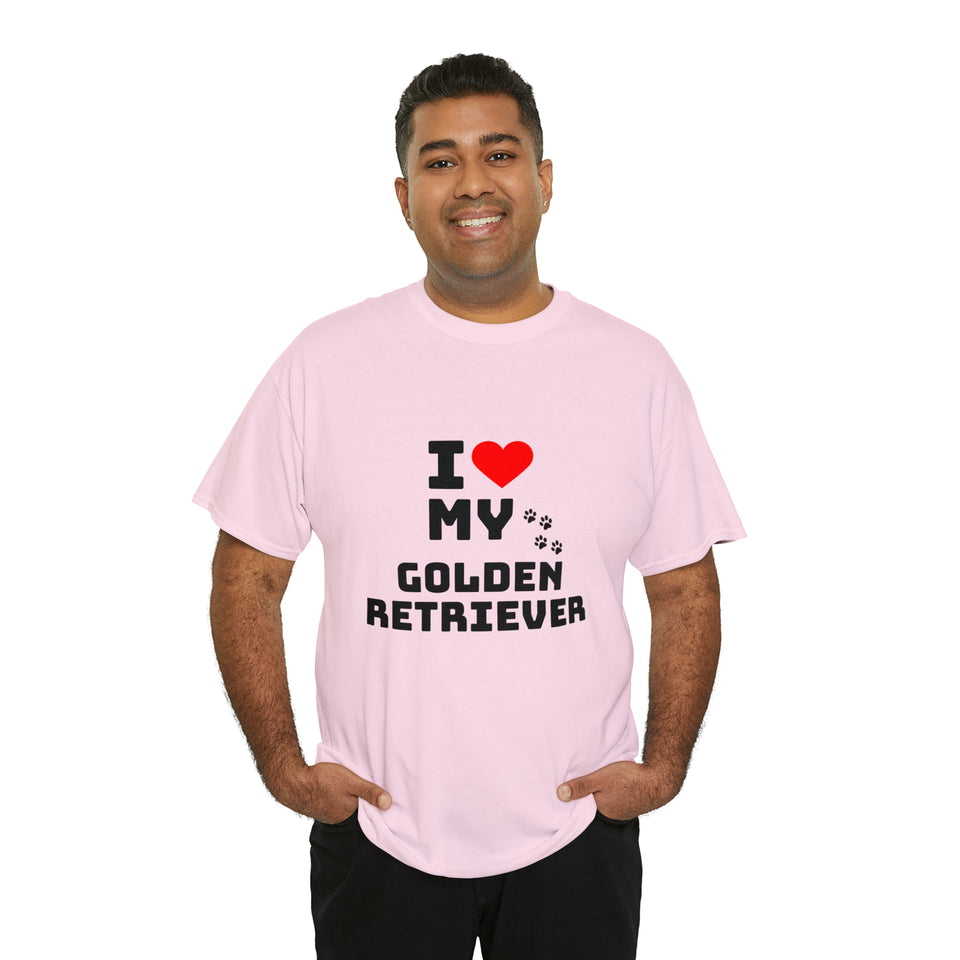 I Love My Golden Retriever Unisex Heavy Cotton Tee