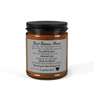 Best Bonus Mom Scented Soy Candle (Multi-Size, Amber Jar)