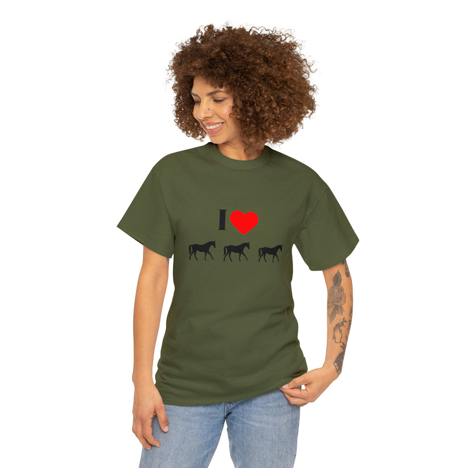 I Love Horses Unisex Heavy Cotton Tee