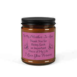 To My Mother-In-Law Scented Soy Candle (Multi-Size, Amber Jar)