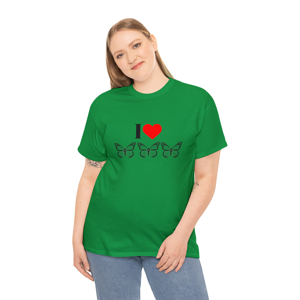 I Love Butterflies Unisex Heavy Cotton Tee
