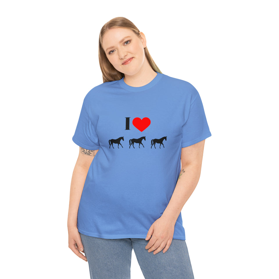 I Love Horses Unisex Heavy Cotton Tee