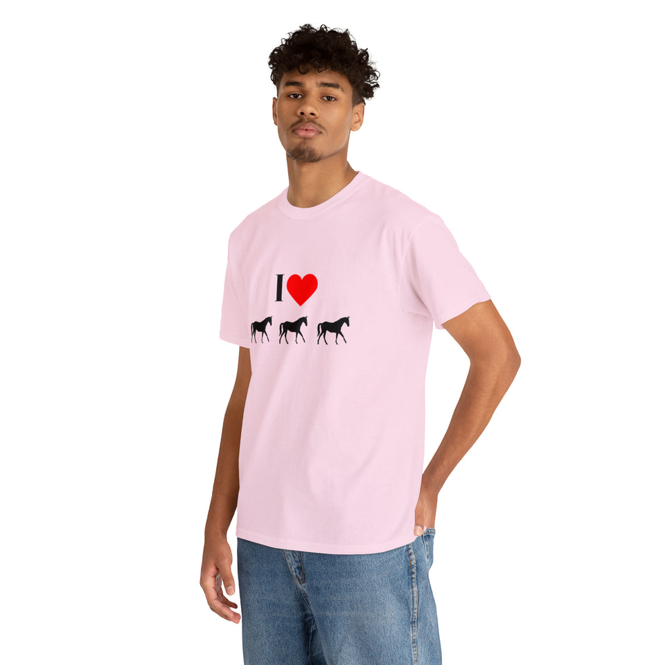 I Love Horses Unisex Heavy Cotton Tee