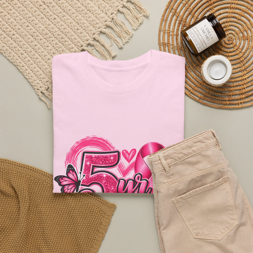 5 Yr Survivor Breast Cancer Awareness Unisex Heavy Cotton Tee