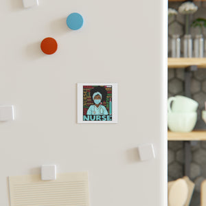 Black Nurse Square Magnet