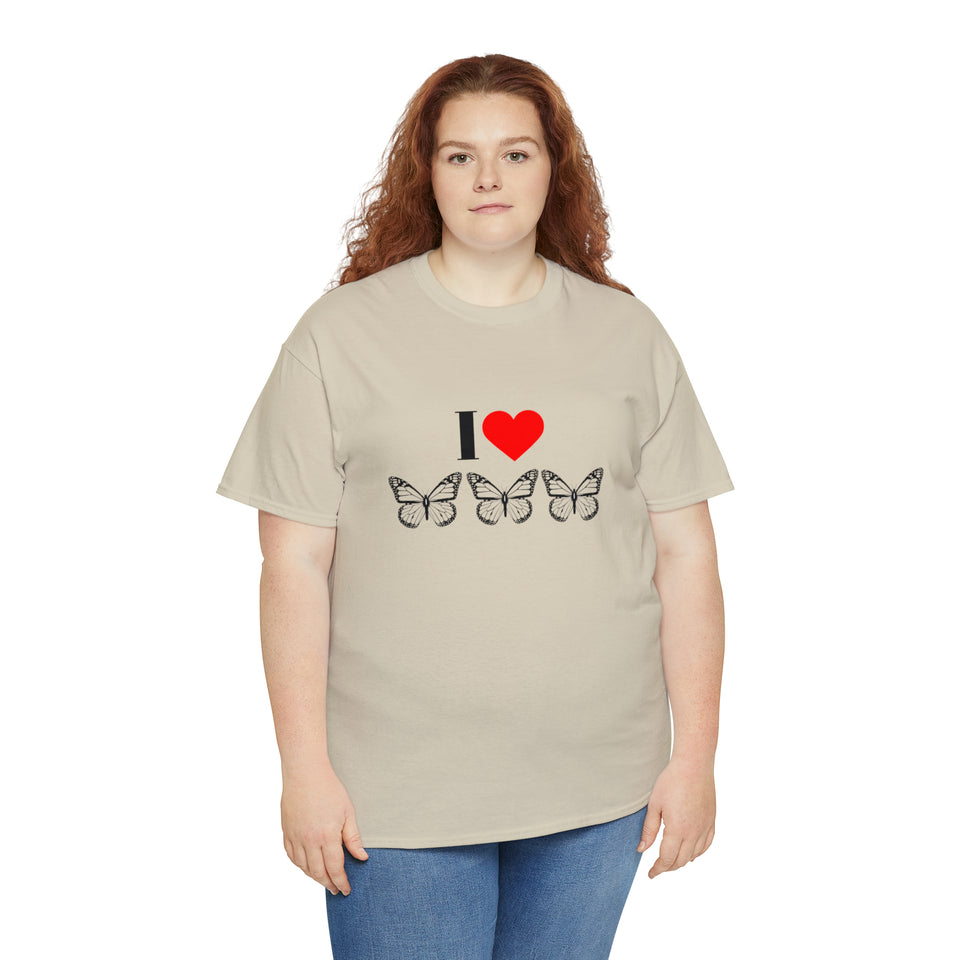 I Love Butterflies Unisex Heavy Cotton Tee