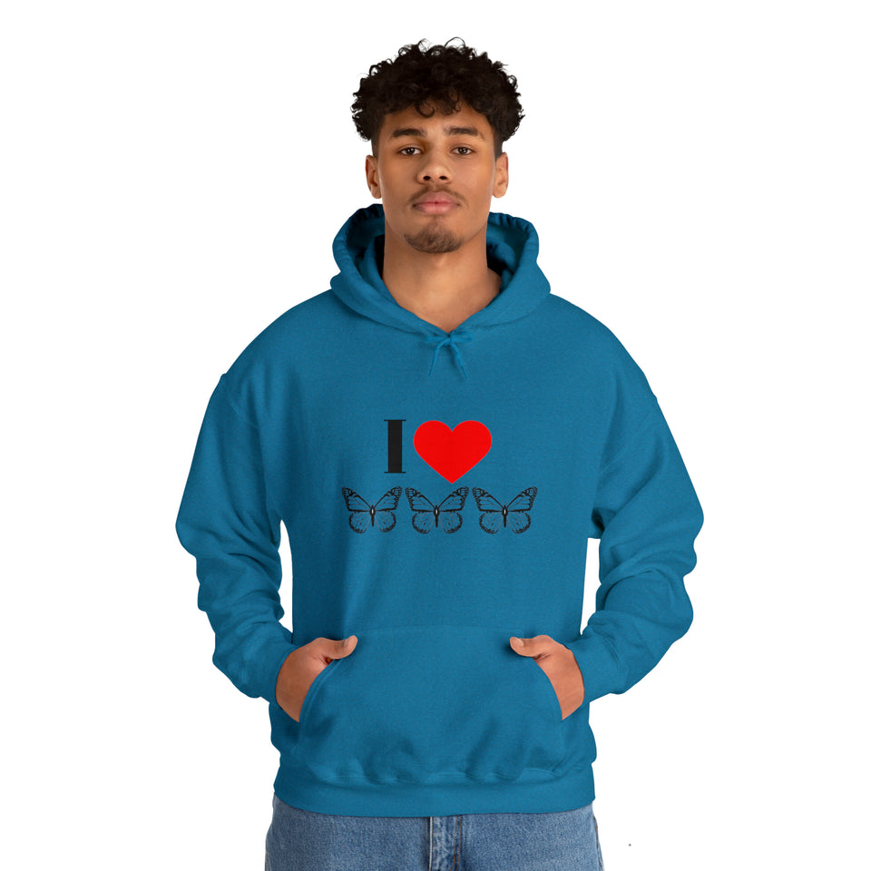 I Love Butterflies Unisex Heavy Blend™ Hooded Sweatshirt