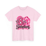 8 Yr Survivor Breast Cancer Awareness Unisex Heavy Cotton Tee