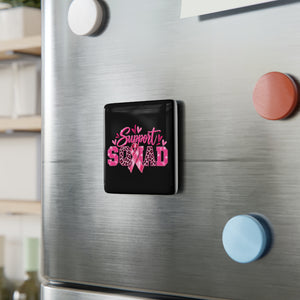 Support Squad Breast Cancer Awareness Porcelain Magnet, Square
