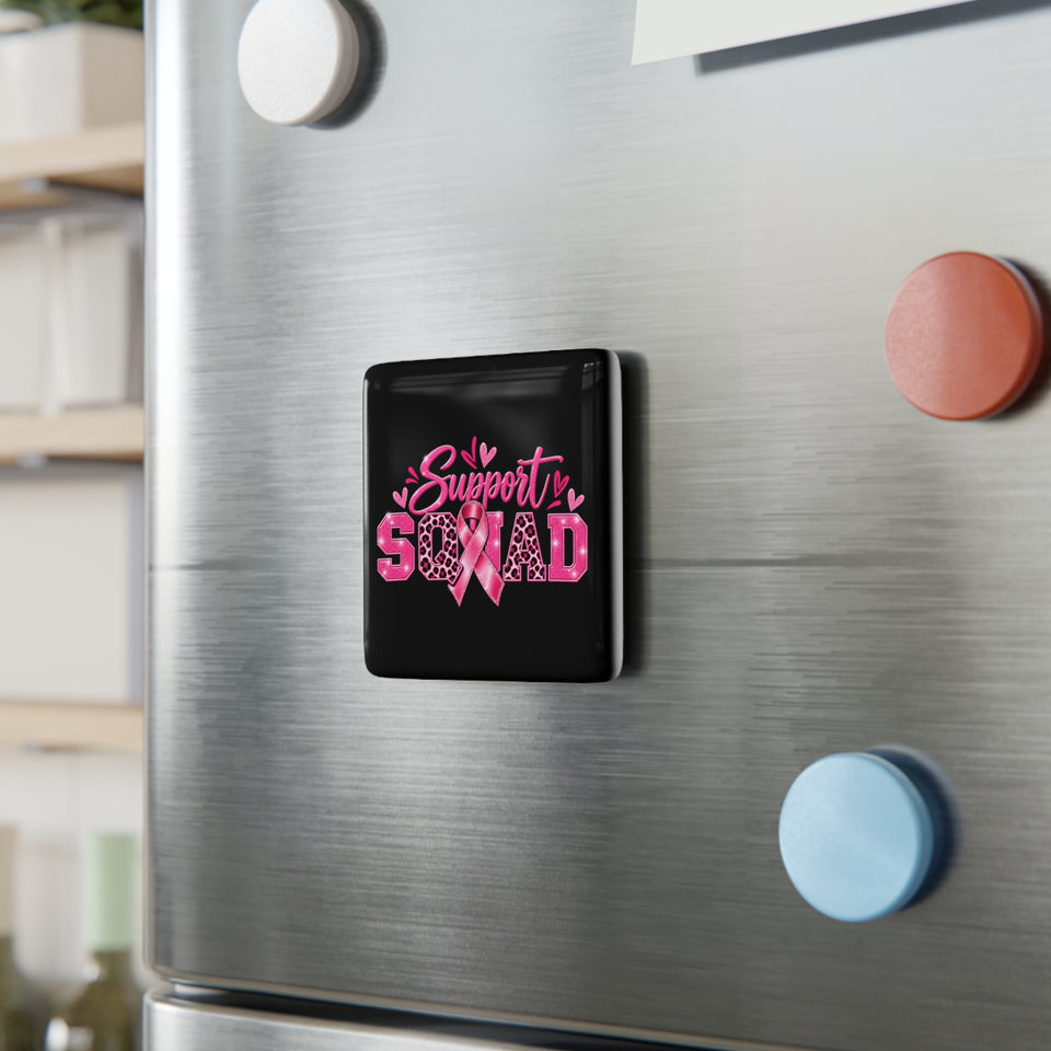 Support Squad Breast Cancer Awareness Porcelain Magnet, Square