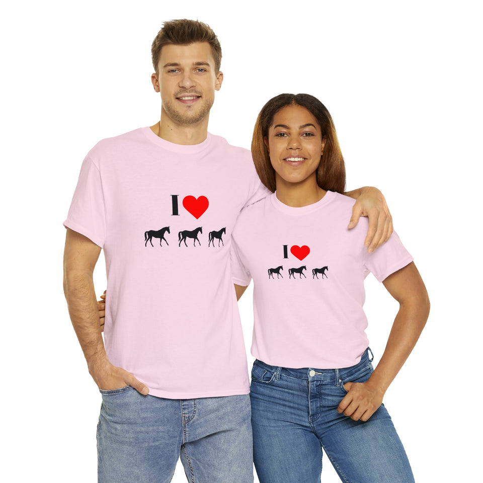 I Love Horses Unisex Heavy Cotton Tee