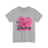 9 Yr Survivor Breast Cancer Awareness Unisex Heavy Cotton Tee