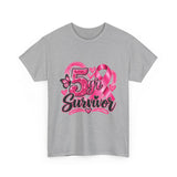 5 Yr Survivor Breast Cancer Awareness Unisex Heavy Cotton Tee