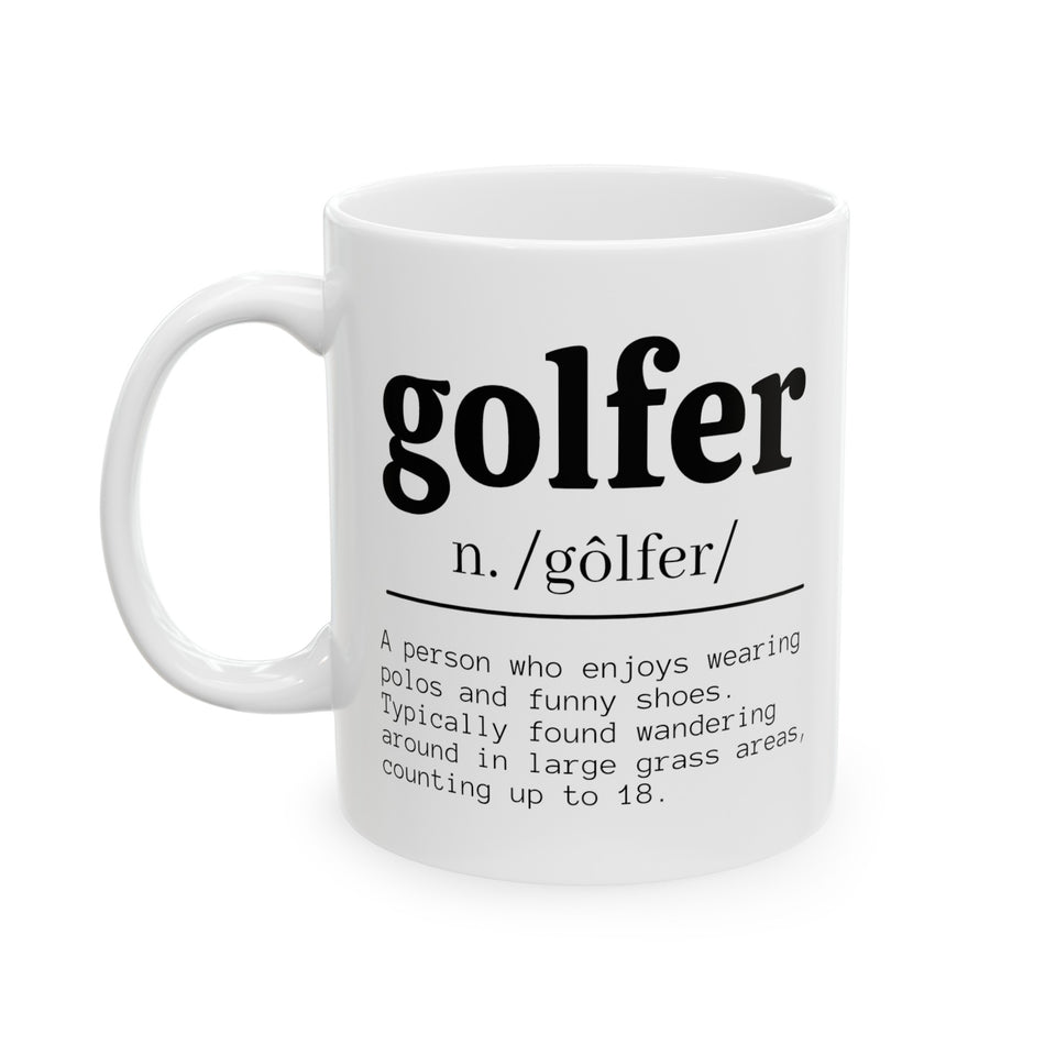 Golfer Ceramic Mug, (11oz, 15oz)