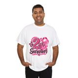 2 Yr Survivor Breast Cancer Awareness Unisex Heavy Cotton Tee