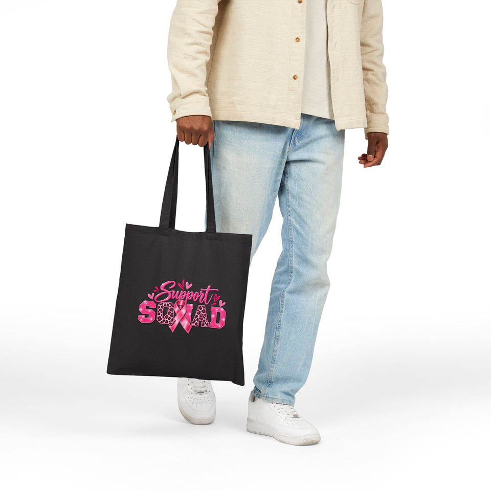 Support Squad Breast Cancer Awareness Cotton Canvas Tote Bag