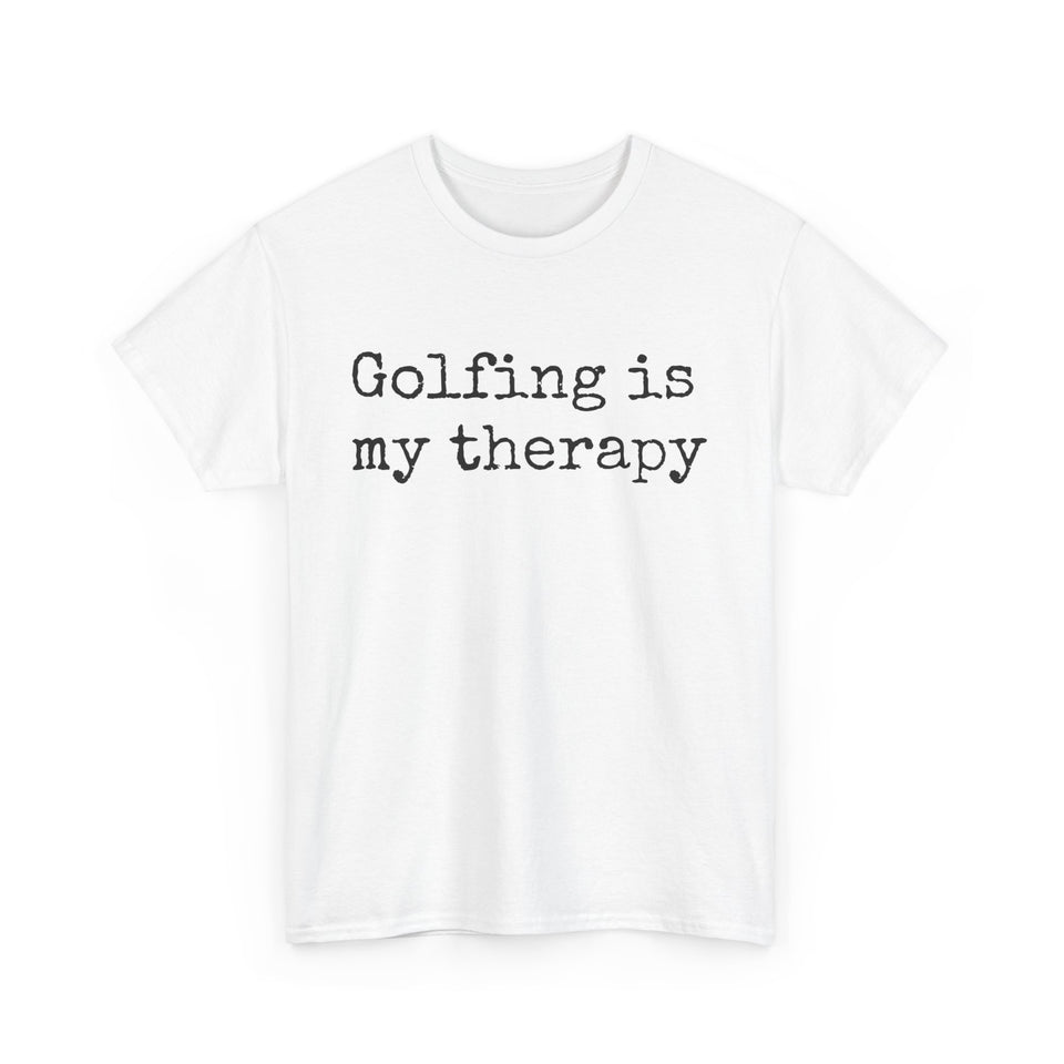 Golfing Is My Therapy (Black) Unisex Heavy Cotton Tee