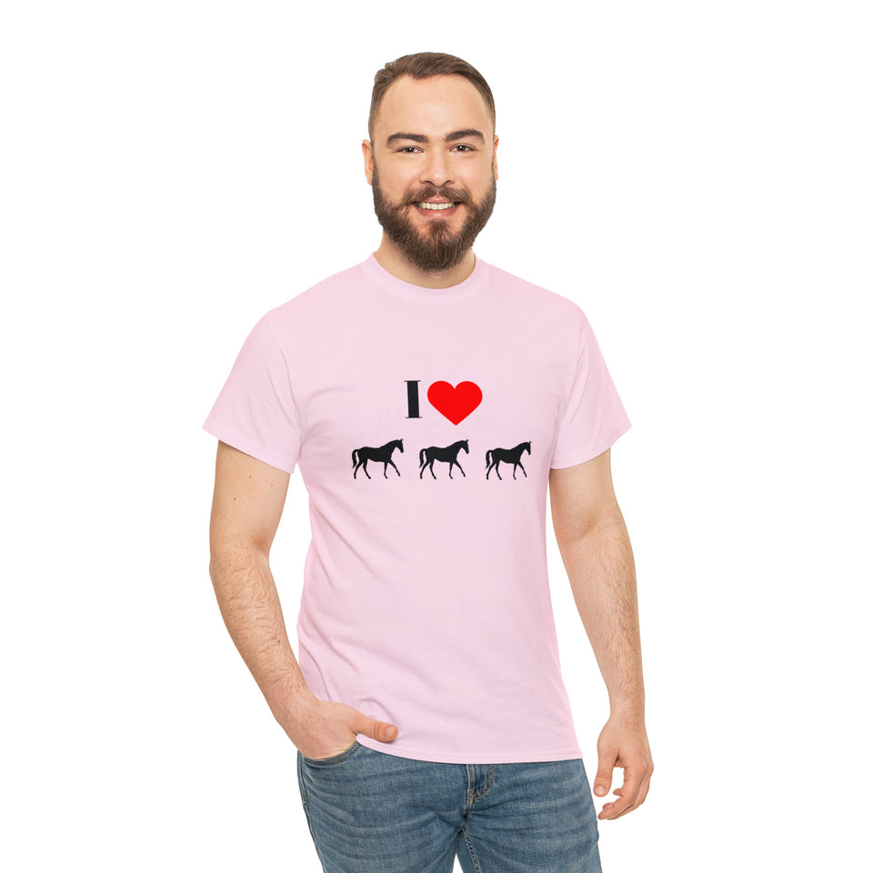 I Love Horses Unisex Heavy Cotton Tee