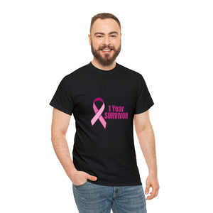 1 Year Survivor Unisex Heavy Cotton Tee