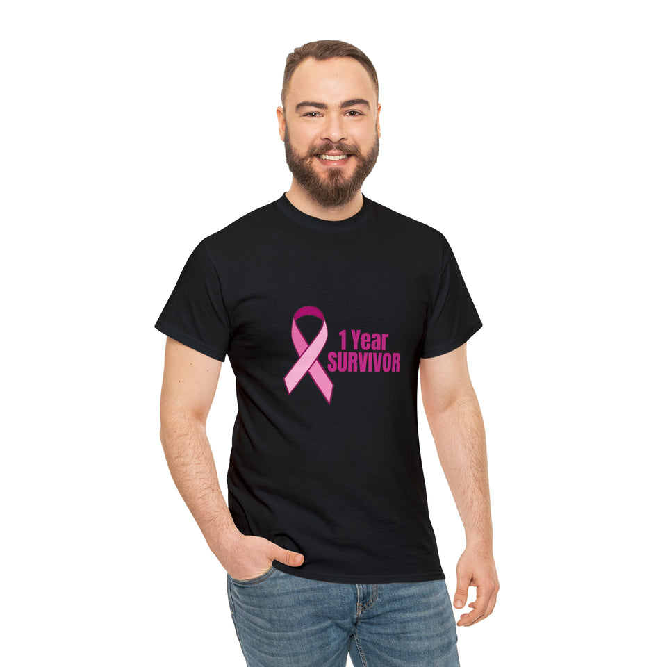 1 Year Survivor Unisex Heavy Cotton Tee