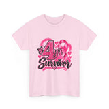 4 Yr Survivor Breast Cancer Awareness Unisex Heavy Cotton Tee