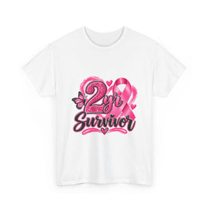 2 Yr Survivor Breast Cancer Awareness Unisex Heavy Cotton Tee