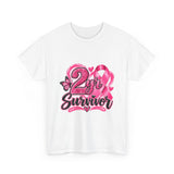 2 Yr Survivor Breast Cancer Awareness Unisex Heavy Cotton Tee