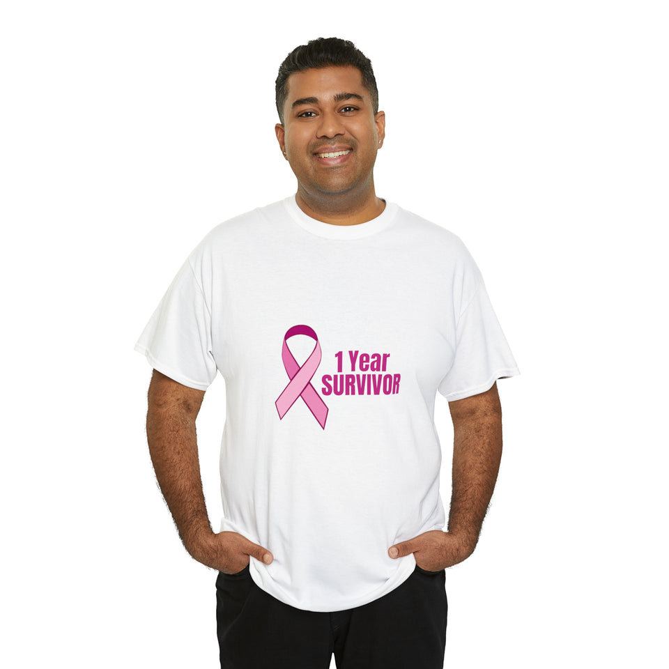 1 Year Survivor Unisex Heavy Cotton Tee