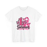 1 Yr Survivor Breast Cancer Awareness Unisex Heavy Cotton Tee