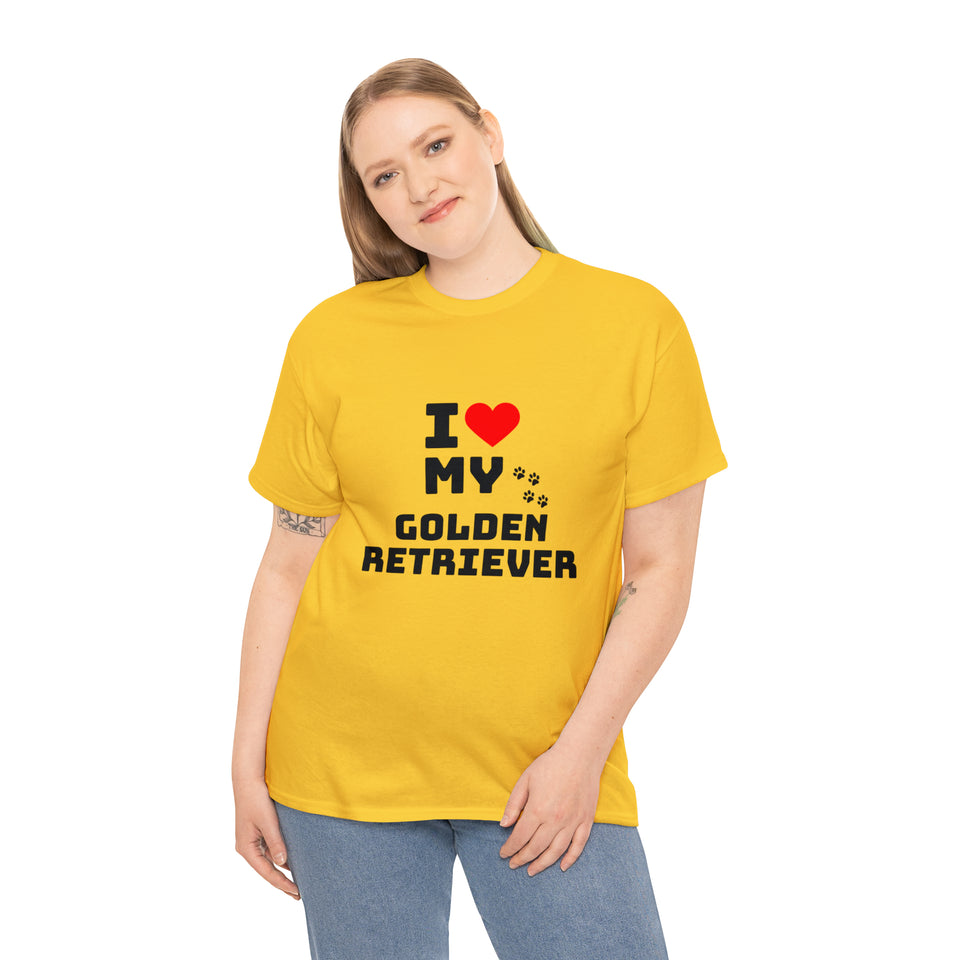 I Love My Golden Retriever Unisex Heavy Cotton Tee
