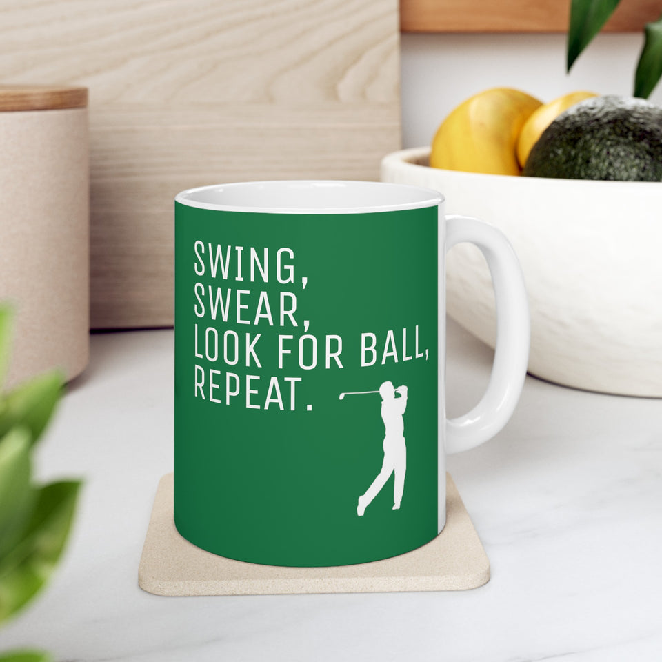 Golfer Swing Ceramic Mug, (11oz, 15oz)